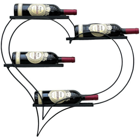 DanDiBo Casier à vin en métal noir cur 96417 Casier à bouteilles pour 4 bouteilles 65 cm Porte-bouteilles mural