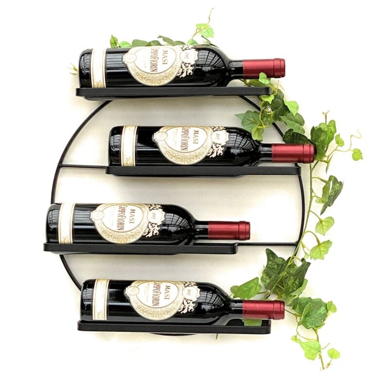 Dandibo - Casier à vin Métal Mur Noir Andante Rond Casier à bouteilles 96212 Porte-bouteilles Montage mural Moderne Support mural Etagère murale pour