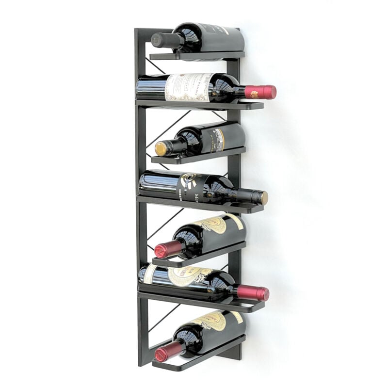 Dandibo - Casier à vin Métal Noir Coin Mural 70 cm Étagère d'angle Étagère à bouteilles 96292 Porte-bouteilles Montage mural Moderne Support mural
