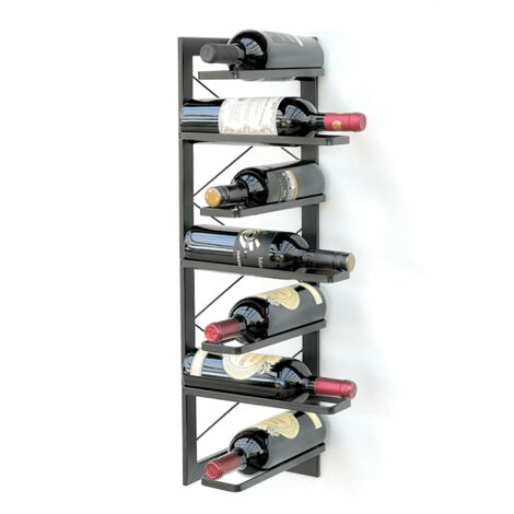 DanDiBo Casier à vin Métal Noir Coin Mural 70 cm Étagère d'angle Étagère à bouteilles 96292 Porte-bouteilles Montage mural Moderne Support mural Étagère murale pour 7 bouteilles