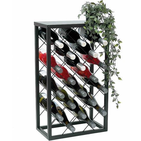 DanDiBo Casier à vin Métal Noir Debout 96434 Casier à bouteilles 68 cm Porte-bouteilles Moderne pour 20 bouteilles
