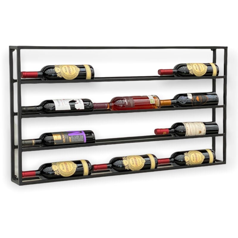 DanDiBo Casier à vin mural en métal 100 cm Noir Casier à bouteilles 96239 Porte-bouteilles mural Moderne Support mural pour 15 bouteilles