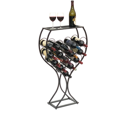 DanDiBo Casier à vin Verre à vin Design métal noir Casier à bouteilles debout 100 cm 96211 pour 15 bouteilles Fer forgé
