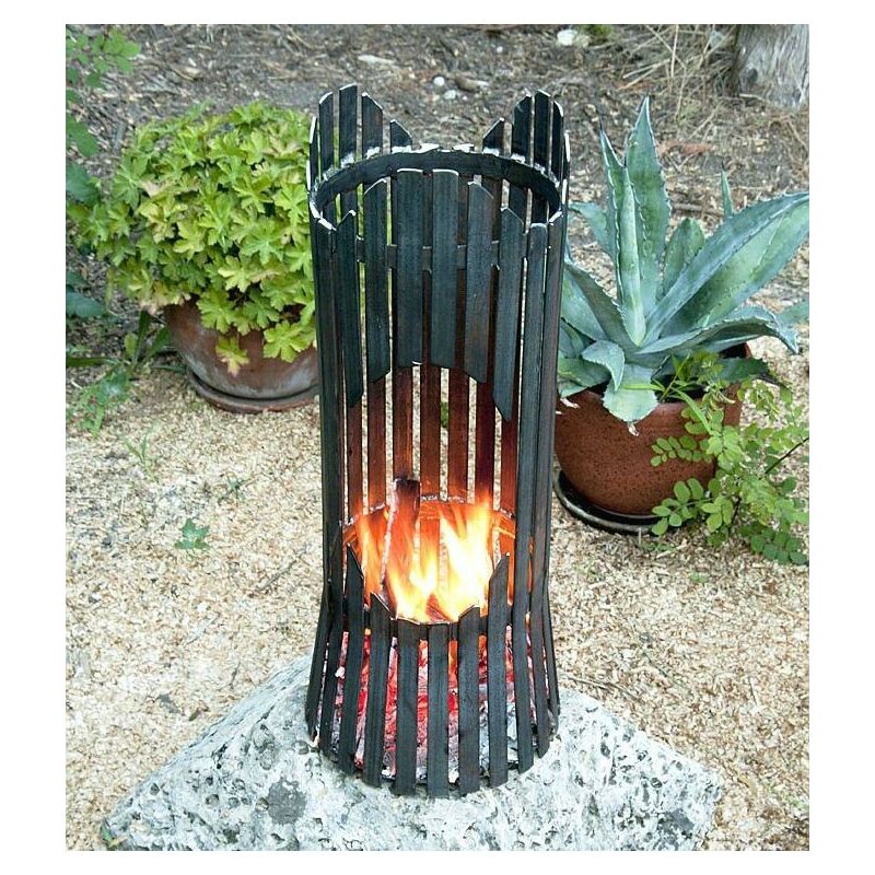 Colonna fuoco giardino Albero cesto fuoco ciotola fuoco 60 cm colonna fuoco metallo pozzo fuoco - Dandibo