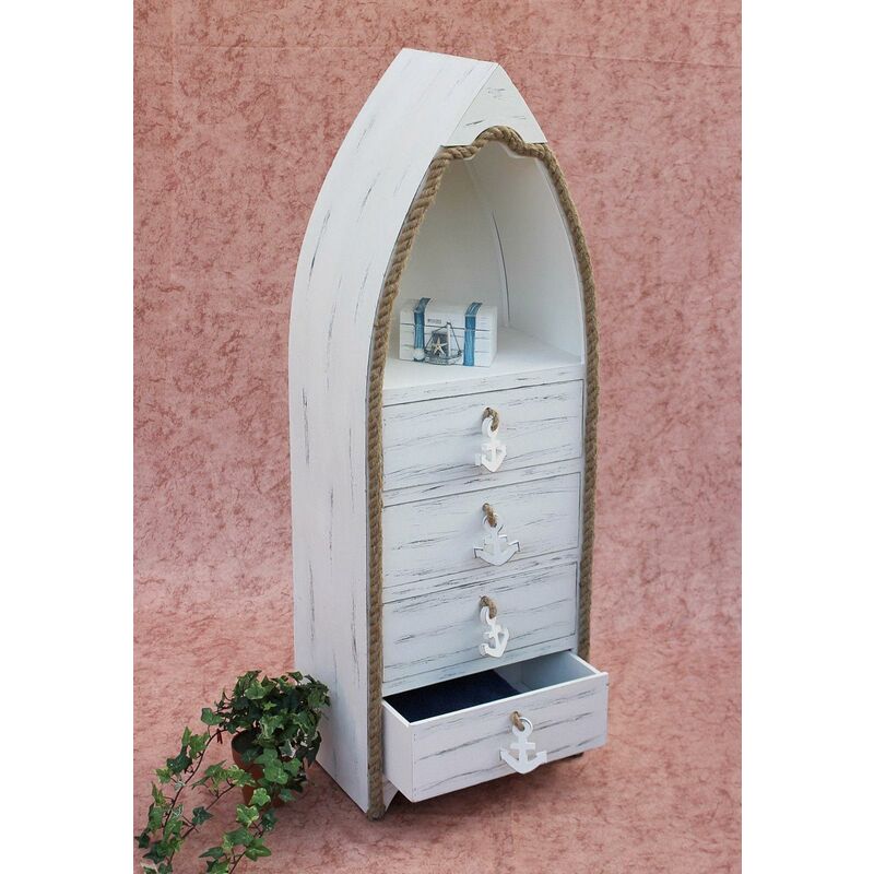 Dandibo - Cassettiera 412-WH 117 cm Scaffale da bagno Bianco Armadio Shabby Armadio da bagno Mobili da bagno Scaffale