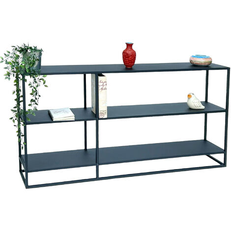 Dandibo – Console en métal noir 96471 – Étagère étroite moderne 140x70x25 cm – 3 niveaux pour rangement élégant – Idéale pour salon et bureau