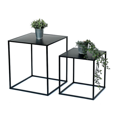 DanDiBo Couchtisch Schwarz Metall 2er Set Beistelltisch Wohnzimmer 96252 Tisch Beistelltisch 52 cm und 42 cm Sofatisch Küchentisch Modern
