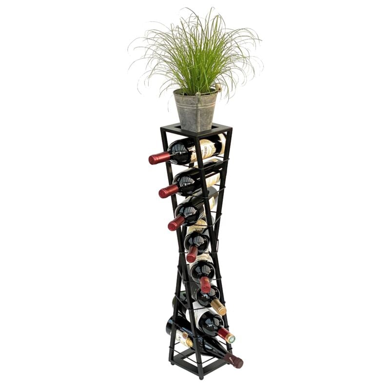 Dandibo - Design Casier à vin Métal Noir Colonne à fleurs Esperanza 80 cm Casier à bouteilles Debout Porte-bouteilles Porte-fleurs