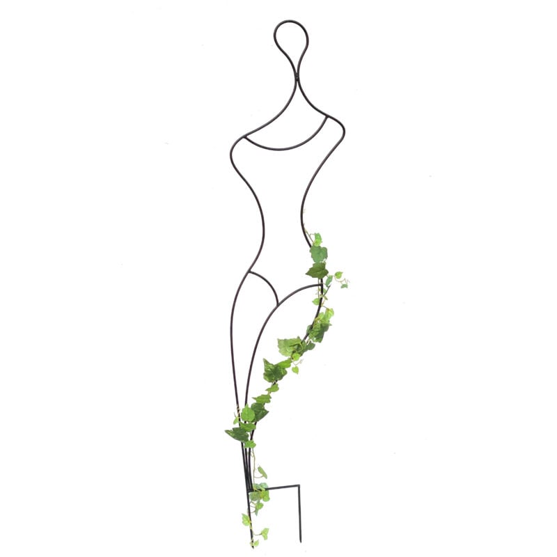 Design Treillis métallique 140 cm Noir Mme Gracia Aide à l'escalade Fiche de sol Porte-fleurs Colonne de treillis - Dandibo