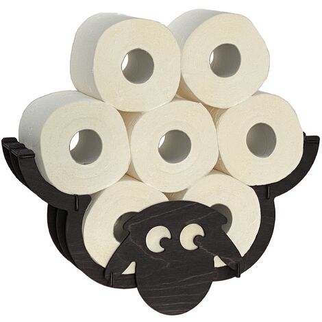 DanDiBo Distributeur de papier toilette Mouton Mur Noir Bois Distributeur de rouleaux de papier toilette Distributeur de rouleaux de rechange Distributeur de papier toilette