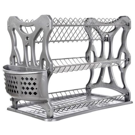 DanDiBo Égouttoir Vaisselle 3 étages Égouttoir 72434 Égouttoir Grille d'égouttage Égouttoir à assiettes avec dessous de plat et panier à couverts
