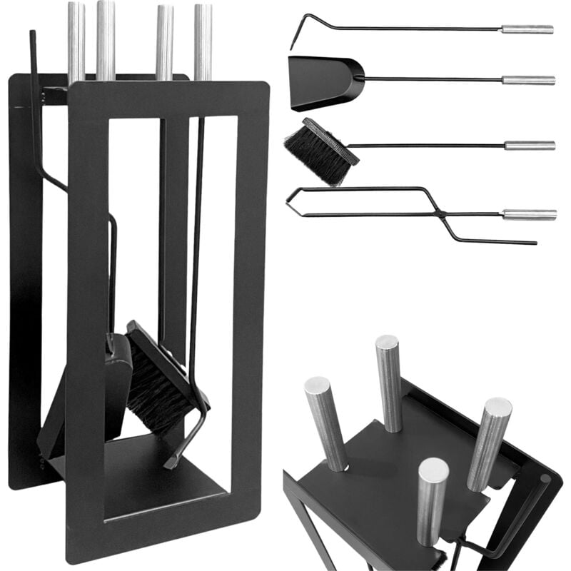 Dandibo - Ensemble d'Outils de Cheminée Moderne Noir 5 Pièces Set 96572 Ensemble d'Outils pour Cheminée