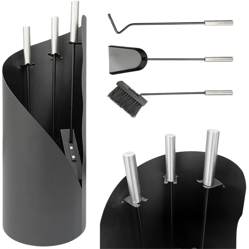 Dandibo - Ensemble d'Outils de Cheminée Noir Moderne 4 Pièces Set 96571 Ensemble de Cheminée Accessoires de Poêle