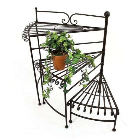DanDiBo Escalier pour fleurs Métal 64 cm Support pour fleurs avec 3 étagères DY12020 Support pour plantes Banc pour fleurs Tabouret pour fleurs Colonne pour fleurs Étagère pour fleurs