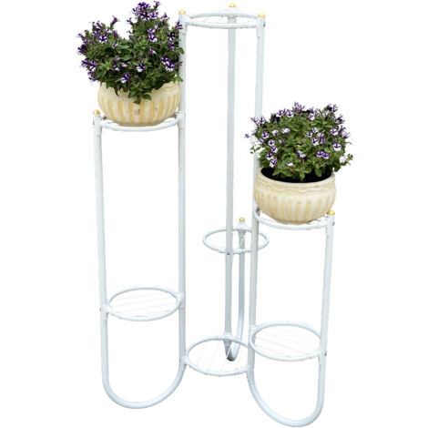 DanDiBo Escalier pour fleurs Métal Blanc 93922 Escalier pour plantes 101 cm Étagère pour plantes Support pour fleurs