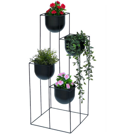 DanDiBo Escalier pour fleurs Métal Noir 90 cm Escalier pour plantes avec pot Intérieur Support pour fleurs 210015 Colonne pour fleurs Moderne Support pour plantes Tabouret pour fleurs