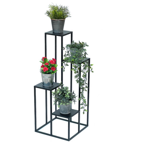 DanDiBo Escalier pour fleurs Métal Noir 90 cm Escalier pour plantes Porte-fleurs 96354 Colonne pour fleurs Moderne Porte-plantes Tabouret pour fleurs