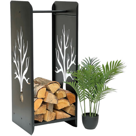 Dandibo – Étagère à bois de cheminée 101470 – Métal noir – Hauteur 100 cm – Largeur 40 cm – Profondeur 40 cm – Support pour bûches