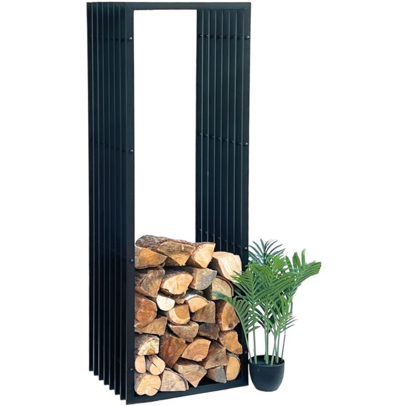 Tagère à bois de cheminée Intérieur Métal Noir Support de bois de cheminée 96430 150 cm Panier à bois Support de bois de cheminée Étagère à bois