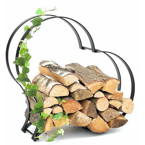 DanDiBo Étagère à bois Intérieur Métal Noir Porte-bûches Cur 96322 Corbeille à bois Porte-bûches Étagère à bois