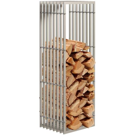 DanDiBo Étagère à bois intérieure Métal Acier inoxydable Support de bois de cheminée 96429 150 cm Panier à bois Support de bois de cheminée Étagère à bois