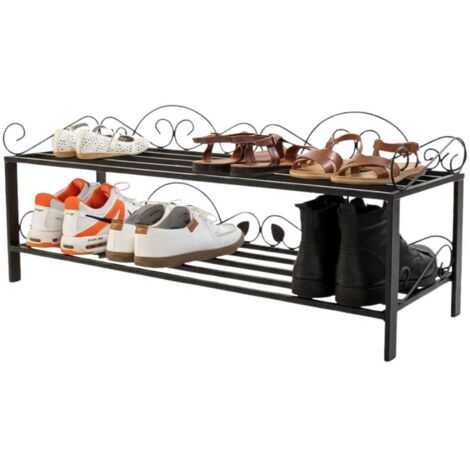 Dandibo – Étagère à chaussures 21236 – Meuble en métal forgé noir – Dimensions 92 cm x 30 cm x 38 cm – Rangement élégant et durable