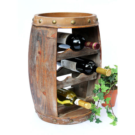 DanDiBo Etagère à vin Tonneau de vin 1555 Bar Porte-Bouteilles 50 cm pour 8 Bout. Etagère Tonneau Tonneau en Bois