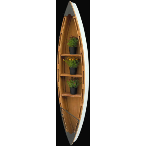 DanDiBo Étagère bateau Étagère murale 120 cm en forme de bateau en bois antique MR83 Étagère bateau maritime Étagère salle de bain Armoire salle de bain Marron pour le mur
