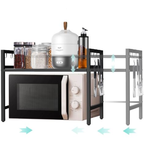 DanDiBo Étagère Micro-ondes Ajustable 2 Niveaux 40-64 cm Support Micro-ondes 96613 Autoportant Étagère de Cuisine
