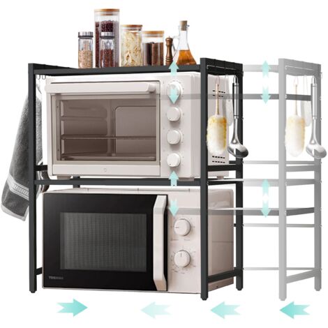 DanDiBo Étagère Micro-ondes Ajustable 3 Niveaux 40-64 cm Support Micro-ondes 96614 Autoportant Étagère de Cuisine