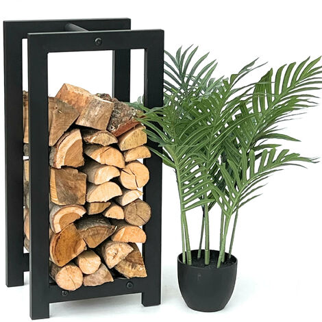 Dandibo – Étagère porte-bûches intérieur 96467 – Métal noir avec revêtement en poudre – Hauteur 61 cm – Largeur 23,6 cm – Design vertical compact
