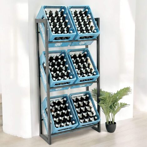 DanDiBo Étagère pour Caisses de Bière 6 Caisses Métal Noir Debout 96563 Support de Caisses de Boissons 71 cm Support de Caisse de Bouteilles Étagère pour Caisses