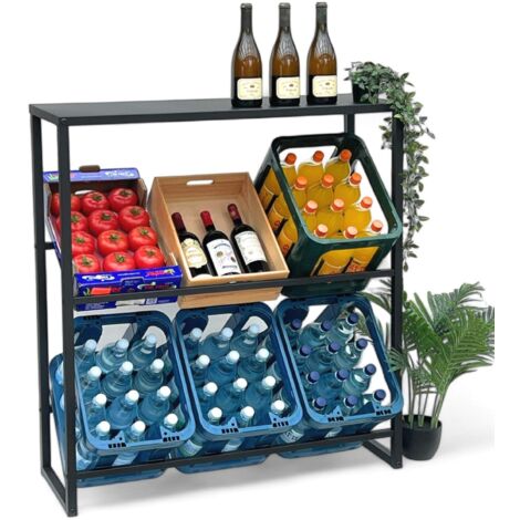 DanDiBo Étagère pour caisses de boissons 6 caisses avec support Métal stable 96435 Support pour caisses de boissons 100 cm Support pour caisses de boissons