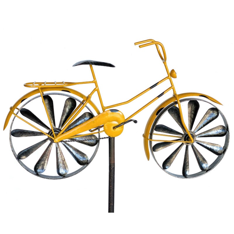 Fiche de Jardin Métal Bicyclette xl 160 cm Jaune 96101 Shabby Carillon Moulin à vent Résistant aux intempéries Décoration de Jardin Barre de Jardin