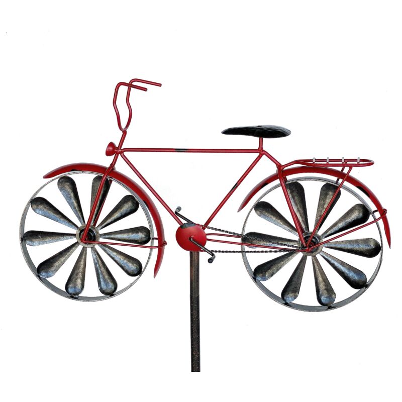 Fiche de Jardin Métal Bicyclette xl 160 cm Rouge 96100 Shabby Carillon Moulin à vent Résistant aux intempéries Jardin Décoration Jardin Tige de
