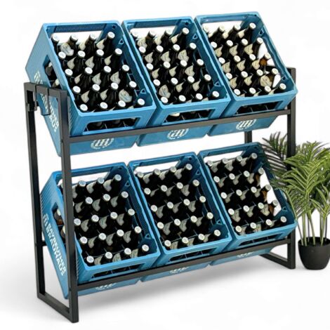 DanDiBo Getränkekistenregal 6 Kisten mit Gitter Haken 100 cm Metall 96598 Getränkeregal Kistenregal Getränkekistenhalter