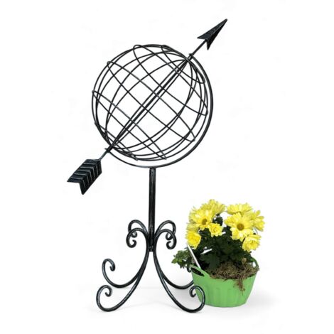 DanDiBo Horloge solaire de jardin Globe en métal 101806 Moderne Debout Horloge solaire en fer forgé 72 cm Horloge de jardin Décoration de jardin