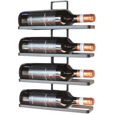 DanDiBo Jeu de 2 casiers à vin Métal Noir Mural 4 vins extensible Casier à bouteilles Support pour bouteilles Montage mural