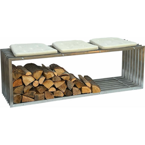 DanDiBo Kaminholzregal Innen Edelstahl Metall Kaminholzständer 96429 Brennholzregal 150 cm Holzkorb Kaminholzhalter