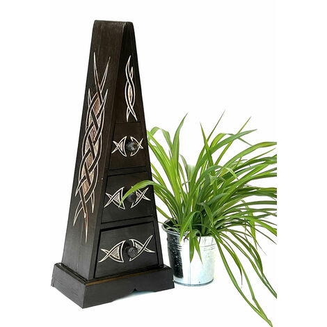 DanDiBo Kommode aus Holz Schrank Möbel Pyramide mit 3 Schubladen "Celtic" 60 cm Inneneinrichtung Indoormöbel