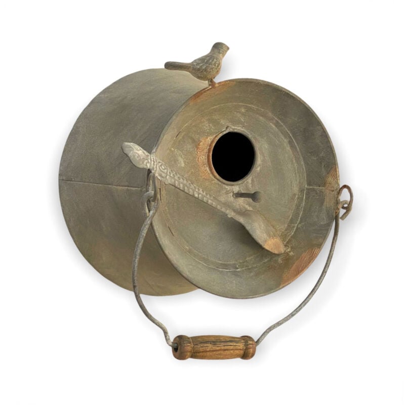 Maison d'oiseaux à suspendre Métal Deko Pott Seau résistant aux intempéries 481997 Nichoir Mangeoire pour oiseaux Shabby Seau métallique Bac Balcon