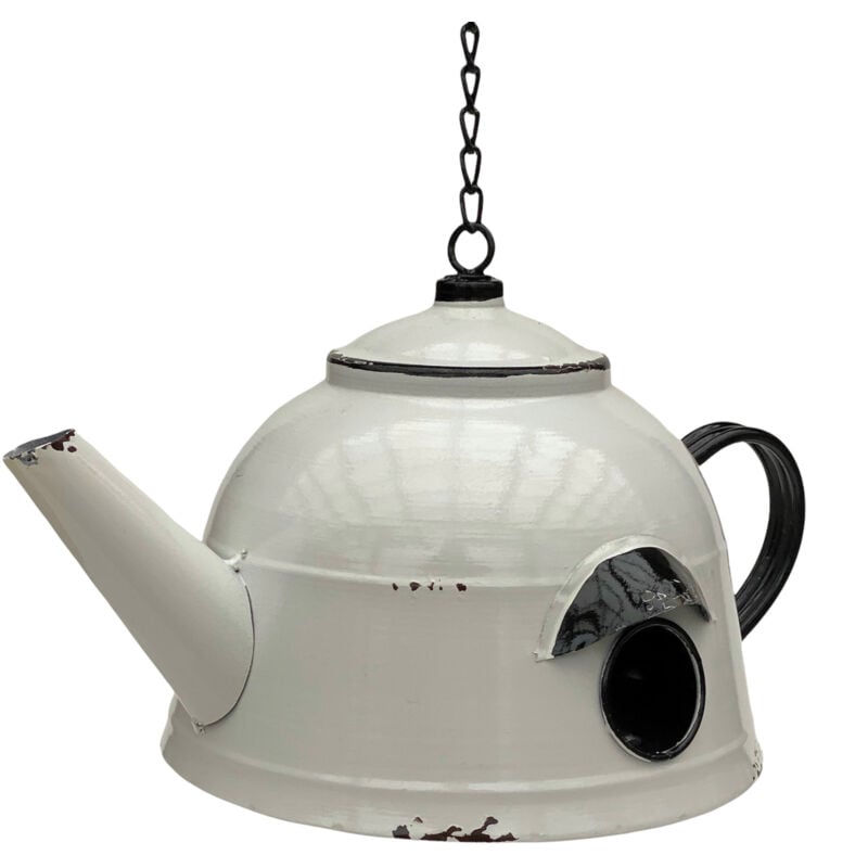 Mangeoire pour oiseaux à suspendre Métal Décor Théière résistant aux intempéries 521862 Nichoir Théière Station d'alimentation pour oiseaux Shabby
