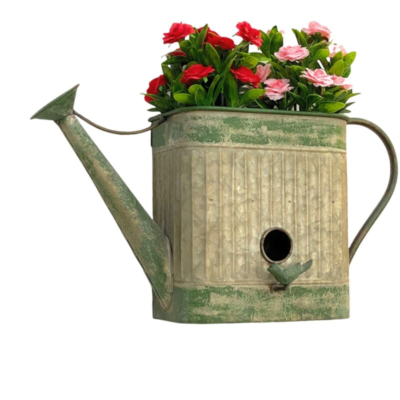 Dandibo - Mangeoire pour oiseaux avec pot de fleurs à suspendre Arrosoir en métal décoratif résistant aux intempéries 481999 Nichoir 40 cm Mangeoire
