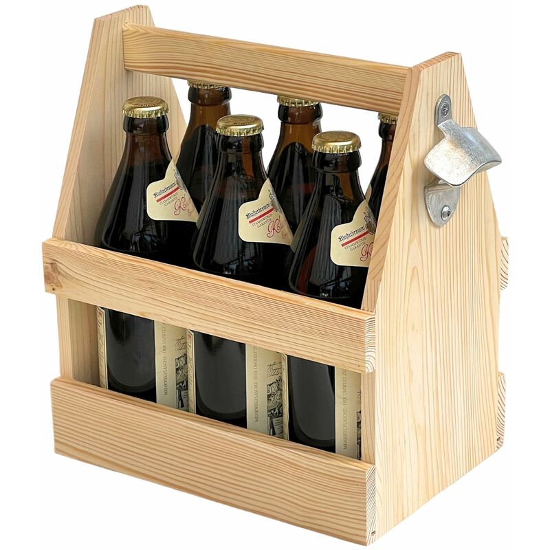 Image of Portabottiglie 6 bottiglie in legno con apribottiglie 93945 - Borsa da uomo. - Dandibo