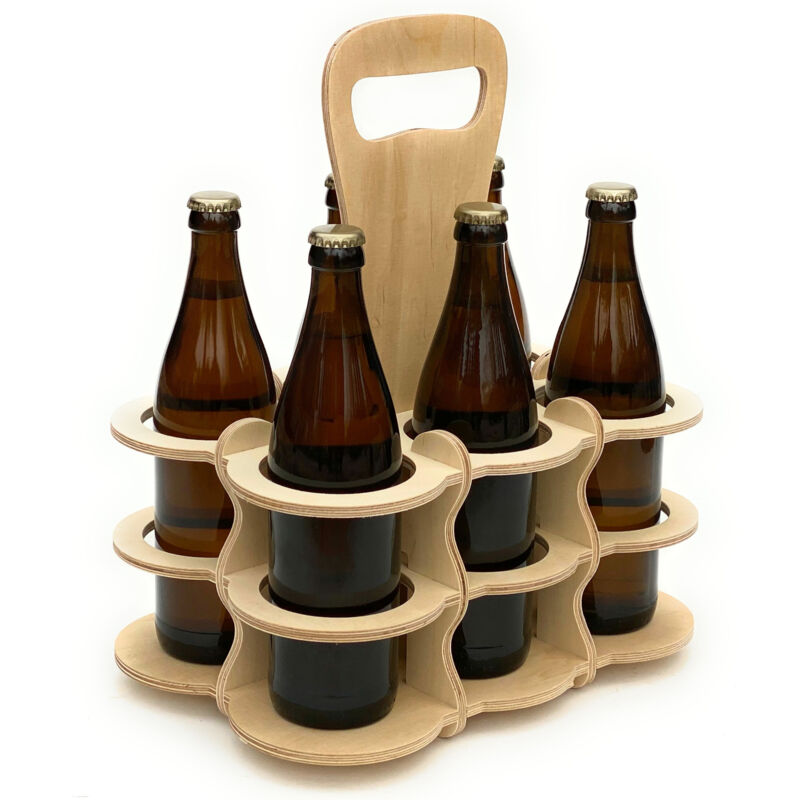 DanDiBo Porte-bière en bois 6 bouteilles Porte-bouteilles 96143 Panier à bouteilles Sac à main pour homme Bière
