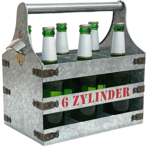 DanDiBo Porte-bière en métal avec ouvre-bouteille Porte-bouteille 6 cylindres V6 96402 Porte-bouteille Ouvre-bouteille Panier de bouteilles Sac à main pour hommes Cadeaux pour hommes