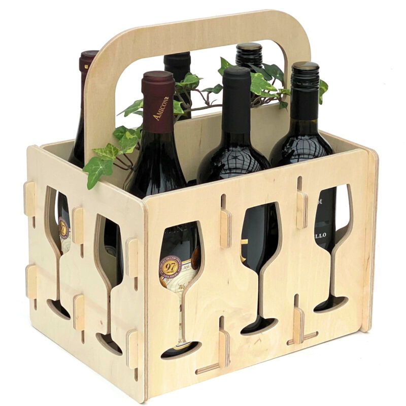 Dandibo - Porte-bouteilles en bois 6 bouteilles 96142 Sac à bouteilles Panier à vin Sac à vin