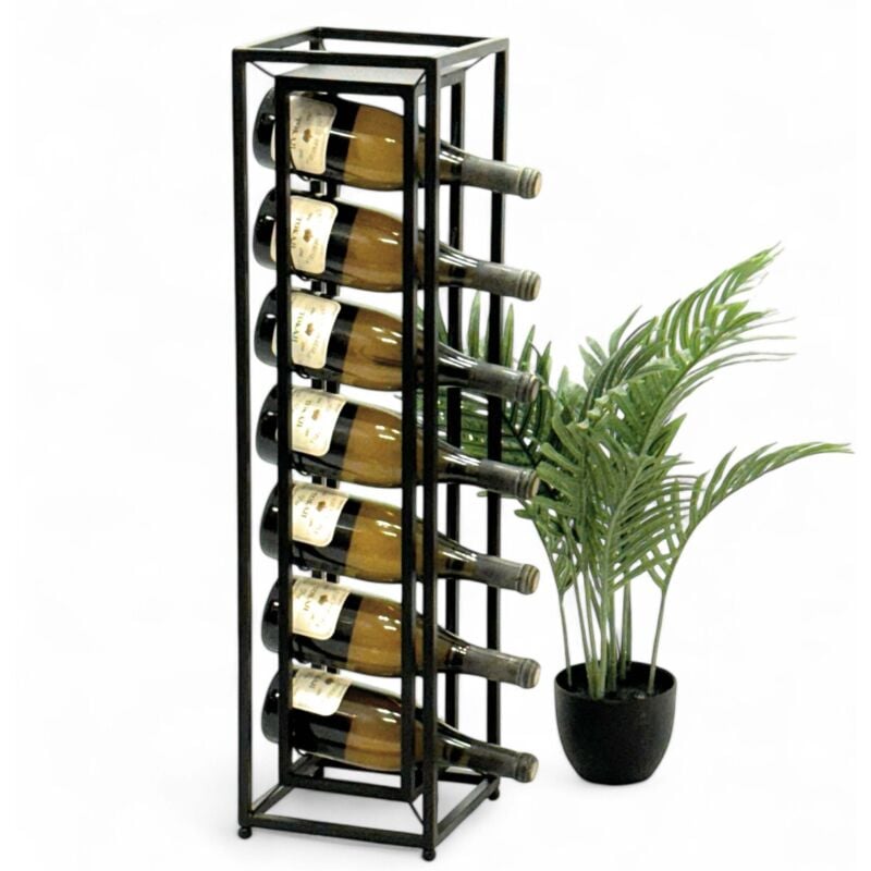 Dandibo - porte-bouteilles métal noir debout diamant 80 cm 96621 étagère à bouteilles porte-bouteilles étroit moderne