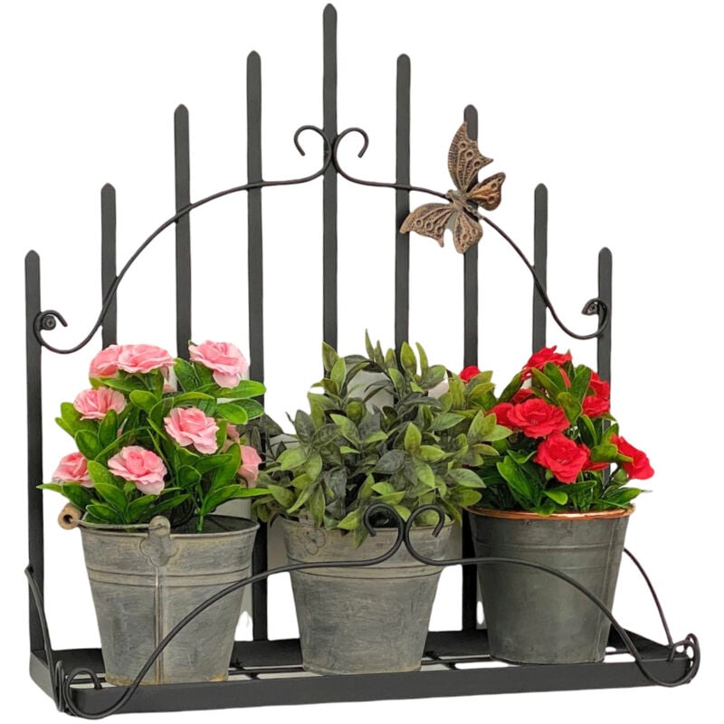 Porte-fleurs mural Métal Noir 50 cm Étagère murale 96237 Porte-fleurs Étagère pour pots muraux - Dandibo