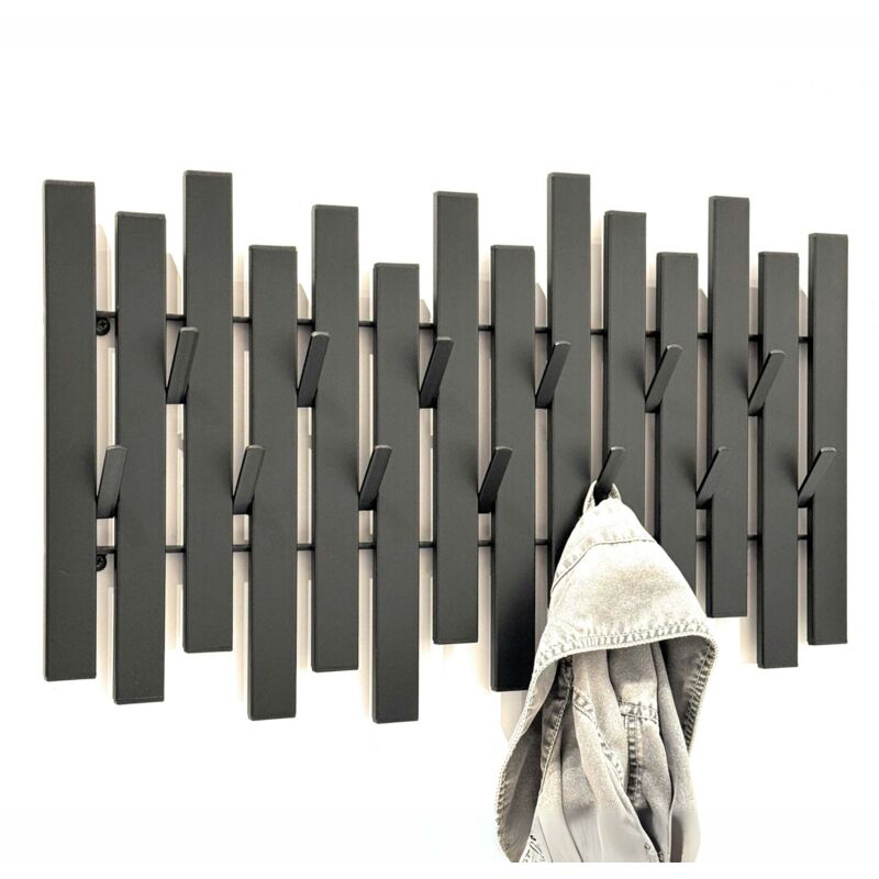 DanDiBo Porte-Manteau Mural Noir Métal Moderne 96637 Porte-Manteau Mural avec Crochets, Rail à Crochets, Crochets Porte-Manteau
